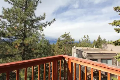 a view from the deck of a house at LVC0615 - Lake Therapy condo in Zephyr Cove