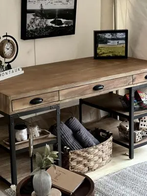 a wooden table with a television on top of it at Secluded Safari Tent Situated in Rural Western El Dorado County Overlooking Majestic Folsom Lake, Northern California in Pilot Hill