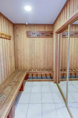 a sauna with a bench in a room at Aspen Creek #204 Near Golf Fishing & Hiking in Mammoth Lakes