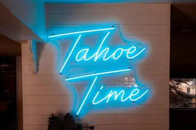 a neon sign that says aloe time on a wall at Charming Cherokee Cabin - Secluded Stay for 6 Just 10 Minutes to Tahoe in South Lake Tahoe