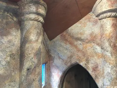 a close up of a large statue in a building at Lord of the rings palice in Wofford Heights
