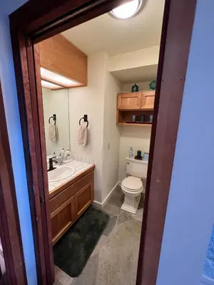a bathroom with a sink and a toilet at Serene Vistas at Northstar in Truckee