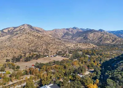 an aerial view of a valley with mountains at Bear Hollow by Sequoia National Park in Three Rivers