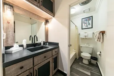 a bathroom with a sink and a toilet at 242 Bldg C condo in Truckee