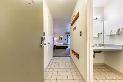 a hallway with a door leading to a room at 144 Bldg C condo in Truckee