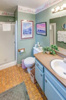 a bathroom with a toilet and a sink at Chamonix #093 - Near Skiing Hiking & More in Mammoth Lakes