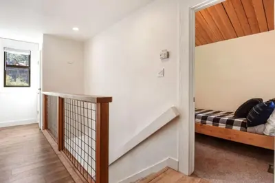 a bedroom with a bunk bed and a staircase at Northstar 2BR Walk to Village Bike Hike Rec Center in Truckee