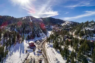 an aerial view of a ski resort in the snow at Tall Pine Chalet home in Stateline