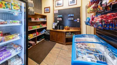 a grocery store aisle with a refrigerator in a store at Marriott Timber Lodge 3BR Apartment with Resort Access in South Lake Tahoe