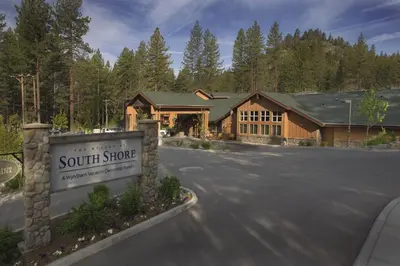 a sign in front of a south shore building at Wyndham South Shore 3BR Apartment with Resort Access in Zephyr Cove