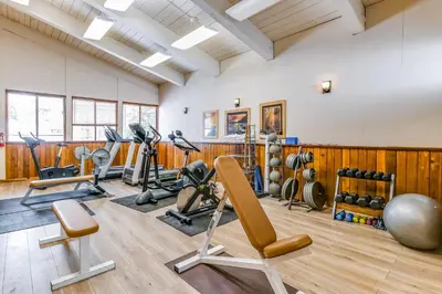 a gym with treadmills ellipticals and exercise equipment at Unit 18B at Granlibakken in Tahoe City