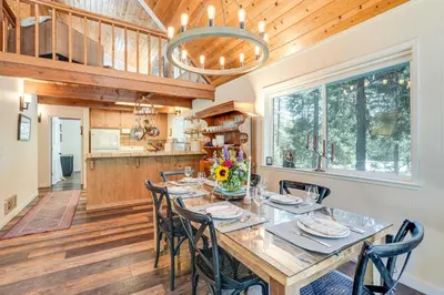 a kitchen and dining room with a table and chairs at Private Lake Access Pet-Friendly Home in Arnold! in Arnold