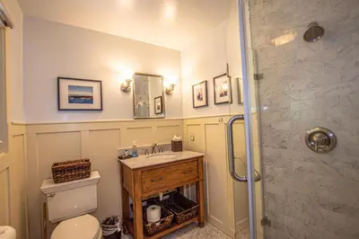 a bathroom with a sink and a shower at Coates By Hauserman Rentals in Tahoe City