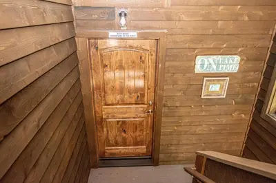 an entrance to a wooden room with a wooden door at Black Bear Haus By Hauserman Rentals in Tahoe City