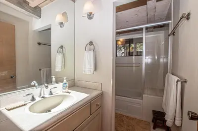 a bathroom with a sink and a shower at Star Harbor # 8 By Hauserman Rentals in Tahoe City