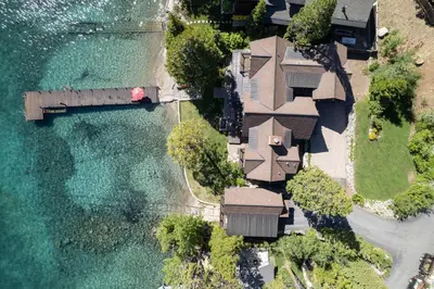 an overhead view of a house next to the water at Peaceful Waters By Hauserman Rentals in Tahoma