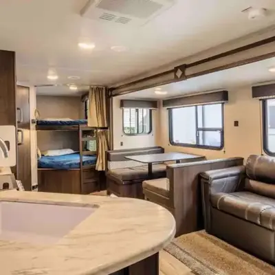 Parked RV Travel Trailer Getaway Wi-Fi with Hookups