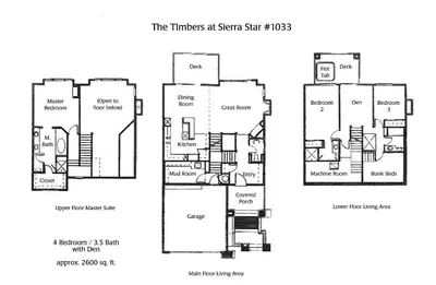 a floor plan of the timbers at stanza at Timbers # 1033 in Mammoth Lakes