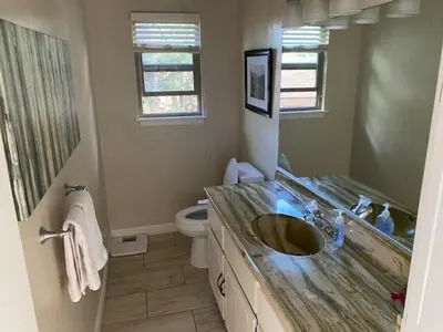 a bathroom with a sink and a toilet at Lake Village Resort 3 bedroom condo in Zephyr Cove