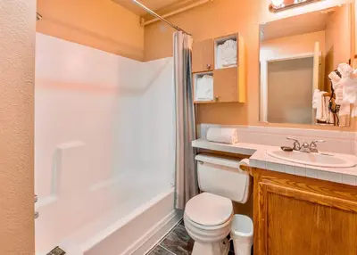 a bathroom with a toilet and a sink and a shower at Galaxy Way Close to Stagecoach Chair in Stateline