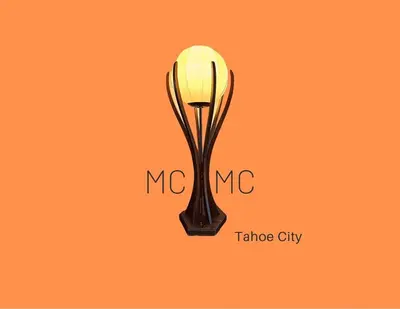 a lamp with the words mmc and a tahoe city at Palisades, Lake Tahoe, Tahoe City, Hot Tub, Dogs OK in Tahoe City