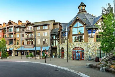 a large building with a clock tower on top of it at Martis Landing home in Truckee