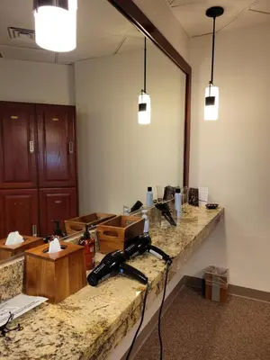 a conference room with a large marble counter top at Dav's Slopeside King Studio -- Resort & Spa at Everline in Olympic Valley