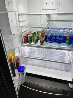 an open refrigerator filled with food and drinks at Luxury Hyatt Oasis 3 Bedrms 1 Bath SFH for Fun Ski home in South Lake Tahoe