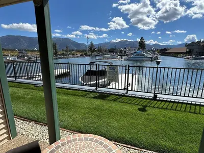 a balcony with a view of a marina at 439 Ala Wai, 119 condo in South Lake Tahoe