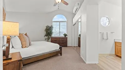 a bedroom with a bed and a window at NEW Cityside Stay 3BR Family Retreat Near DT with Patio in Reno