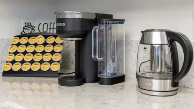 a blender sitting on a counter next to a blender at NEW Cityside Stay 3BR Family Retreat Near DT with Patio in Reno