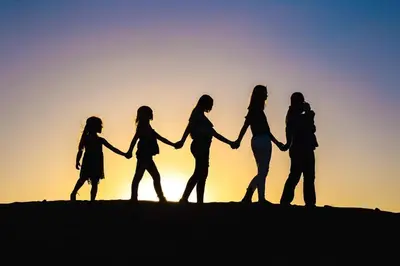 a silhouette of a group of women holding hands at Ryann Suite at The Four Daughters Inn in Oakhurst