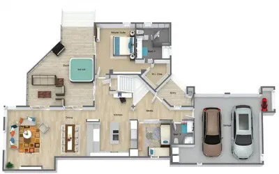 a floor plan of a house with at Northstar Fairway Hot Tub Retreat in Truckee