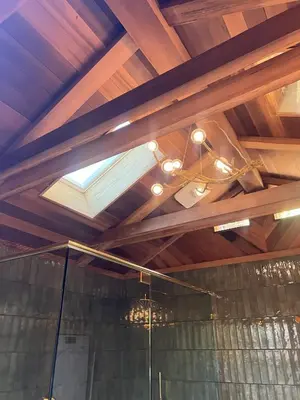 a skylight in the ceiling of a bathroom at 45R Camp Duke in North Wawona