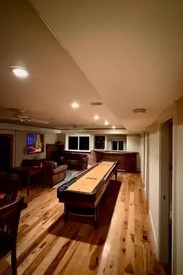 a large living room with a pool table in it at 7 br Mega home near Yosemite Spacious, Game Room in Groveland