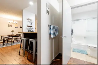 a bathroom with a sink and a toilet in a room at Summit 240 in Mammoth Lakes