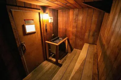 an inside view of a wooden room with a keyboard at Treehouse at Canyon Lodge Walk to Slopes in Mammoth Lakes