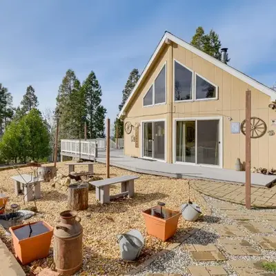 Deck and Wooded Views 5-Acre Auberry Retreat!