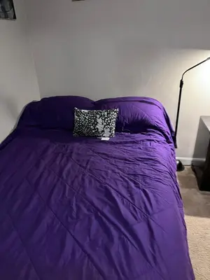 a purple bed with a pillow on top of it at 35th Avenue room for rent in Sacramento