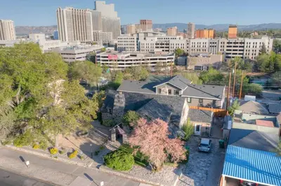 an aerial view of a city with buildings at Stunning View! UNR-Groups-Deck-Reno-Minerva House in Reno