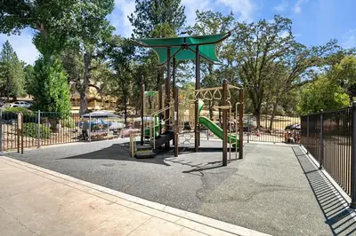 a playground with a slide in a park at Peaceful Pines Escape Near Yosemite, Lake & Golf in Groveland