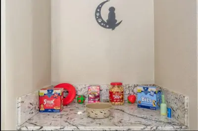 a counter top with food and snacks on it at Pet-Friendly Home - Big Yard for Family Stays in Sacramento