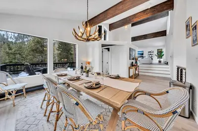 a dining room with a table and chairs at Tahoe Retreat - Private Hot Tub & Scenic Views in Incline Village
