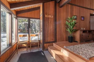 a room with wooden walls and a potted plant at Dollar Point - Observation Dr, home in Tahoe City