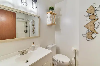 a bathroom with a sink and a toilet at Less Than 1 Mi to Twain Harte Lake Forest-View Retreat! in Twain Harte