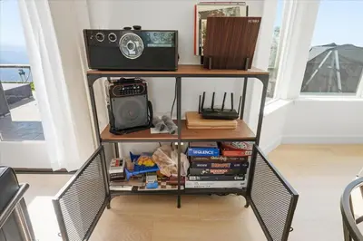 a radio on a shelf in a room at Incredible View Near Yosemite, Spacious 4BR House! in Coarsegold