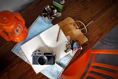 a camera sitting on top of a table at Basecamp Tahoe City in Tahoe City