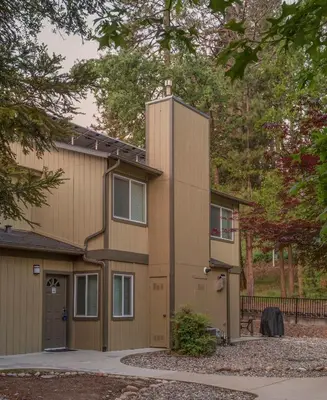 a house with a tower on top of it at WorldMark Bass Lake in Bass Lake