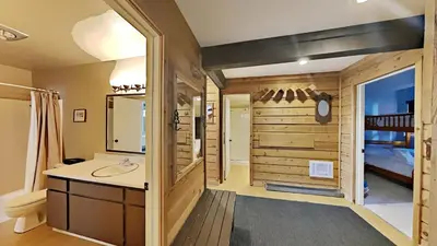 a bathroom with a sink and a toilet in a house at Great Condo With Free Shuttle to the Village! in Mammoth Lakes
