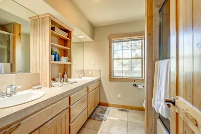 a bathroom with a sink and a mirror at Stockholm Luxury Retreat in Truckee